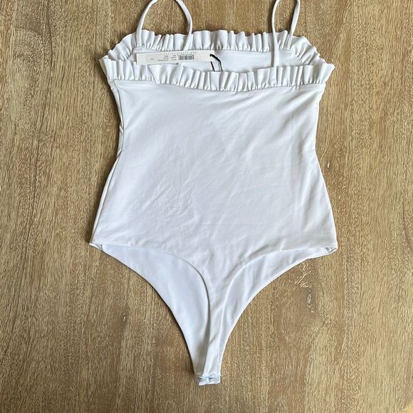 Susana Monaco Ruffle String Bodysuit in Sugar Size S - Picture 3 of 7